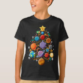Solar System Planets Christmas Tree Astronomy Xmas Tシャツ (正面)