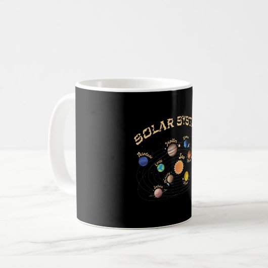 Solar System Planets Kids Knowledge Outer Space コーヒーマグカップ (正面左)