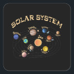 Solar System Planets Kids Knowledge Outer Space スクエアシール<br><div class="desc">Learn all about the solar system with this cool design. See all the planets. Earth,  Neptune,  Mars,  Uranus,  Saturn,  Mercury,  Jupiter,  Venus and moreover the minor planet Pluto,  along with the Sun.</div>
