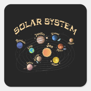 Solar System Planets Kids Knowledge Outer Space スクエアシール