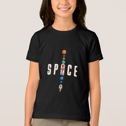 Solar System Planets Rocket Space Art トライブレンドTシャツ (正面)