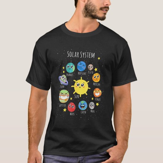 Solar System Planets Science Space Boys Girls Kids Tシャツ (正面)