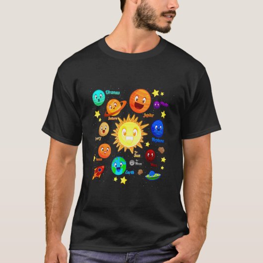 Solar System Planets Science Space Boys Girls Kids Tシャツ (正面)