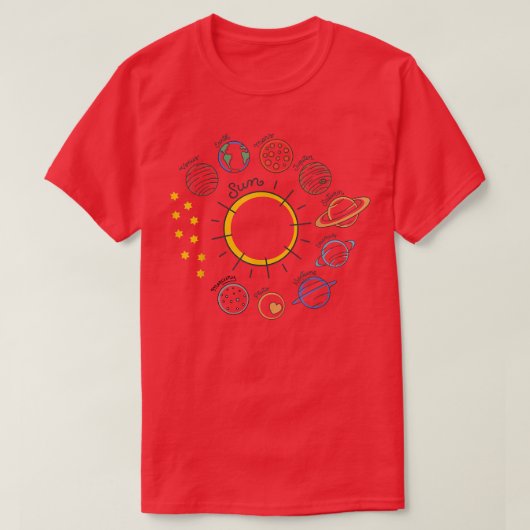 Solar System Planets Science Space Boys Girls Tシャツ (デザイン正面)