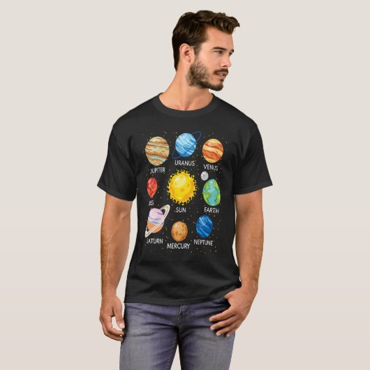 Solar System Planets Science Space Galaxy Universe Tシャツ (正面フル)
