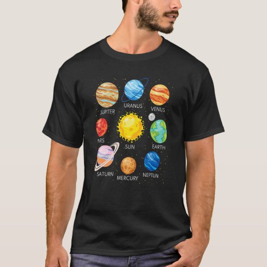 Solar System Planets Science Space Galaxy Universe Tシャツ (正面)
