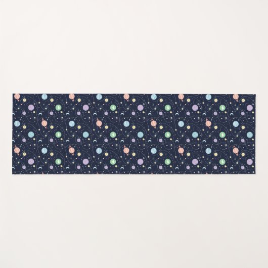 Solar System Planets Seamless Pattern ヨガマット (正面(横))