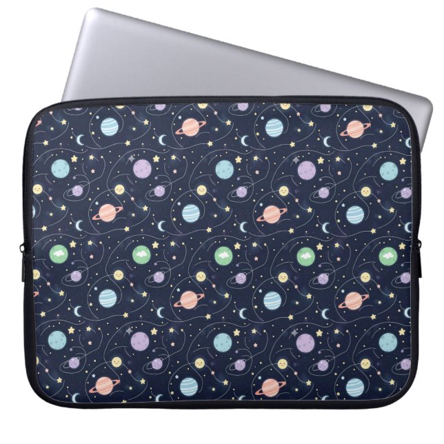 Solar System Planets Seamless Pattern ラップトップスリーブ (正面)