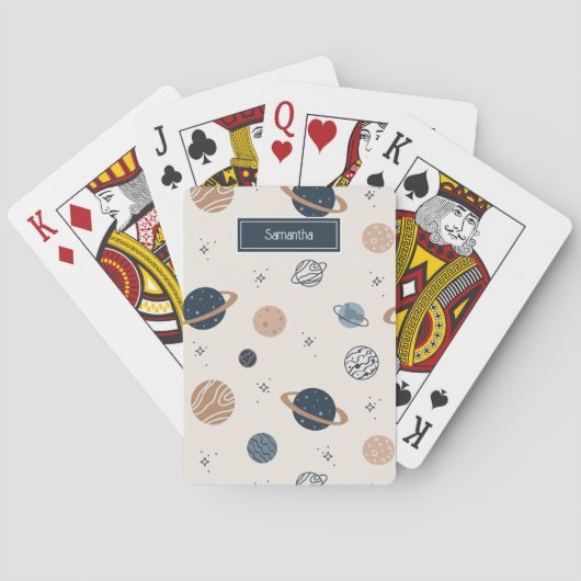 Solar System Planets Sketch Pattern トランプ (裏面)