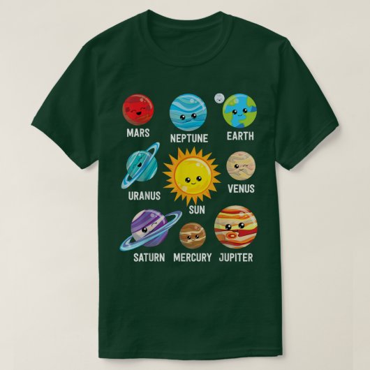 Solar System Planets Tシャツ (デザイン正面)