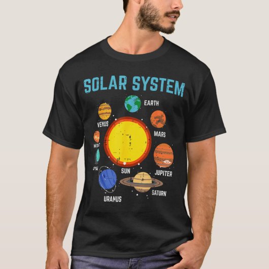 Solar System Sun Planets Galaxy Astronomy Men Wome Tシャツ (正面)