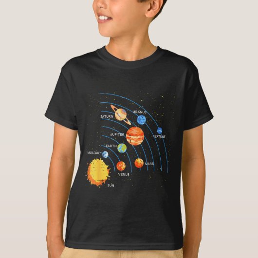 Solar System Sun Planets Orbit Space Galaxy Men Wo Tシャツ (正面)