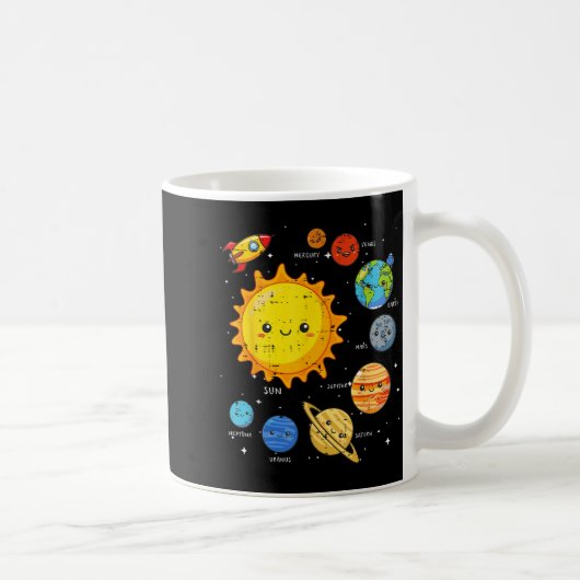 Solar System Sun Planets Rocket Space Galaxy Kids  コーヒーマグカップ (右)