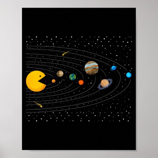 Solar System Video Game Funny Graphic Tees Planet ポスター (正面)