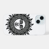 Solar Visage Sigil – Black Sun Emblem iPhone 15ケース (裏面横)