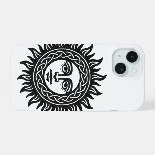 Solar Visage Sigil – Black Sun Emblem iPhone 15ケース (裏面横)