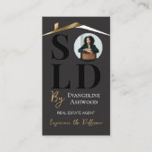 Sold Luxury Home Real Estate Agent Black Gold QR 名刺 (正面)