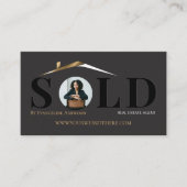 Sold Luxury Home Real Estate Agent Black Gold QR 名刺 (正面)