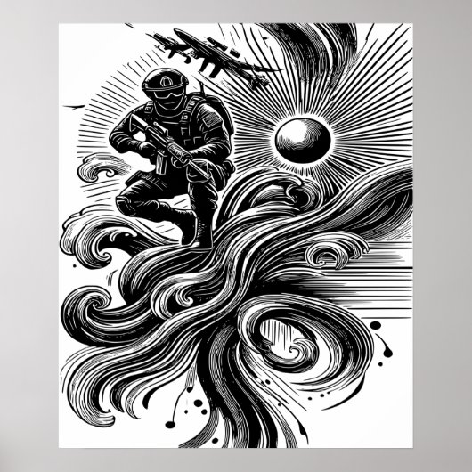Soldat et Vagues Art Solaire ポスター (正面)
