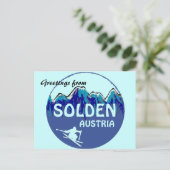 Solden Austriaのブルースキーロゴの挨拶はがき ポストカード (スタンド正面)