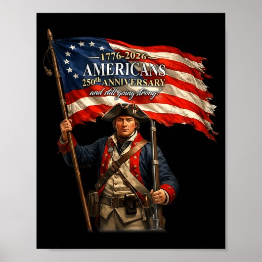 Soldier American Flag Patriotic Pride Illustration ポスター (正面)