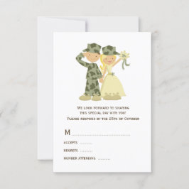 Soldier and Bride Wedding RSVPカード
