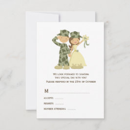 Soldier and Bride Wedding RSVPカード