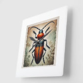 Soldier Beetle 060924IREF211 - Watercolor スクエア壁時計 (傾斜)