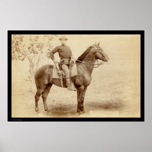 Soldier & Horse at Camp Cheyenne SD 1890 ポスター (正面)
