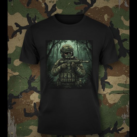 Soldier with equipment in the Jungle Tシャツ