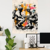 Soldiers Playing Chess – Antiwar Street Art Poster ポスター (ホームオフィス)