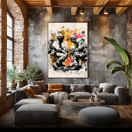 Soldiers Playing Chess – Antiwar Street Art Poster ポスター