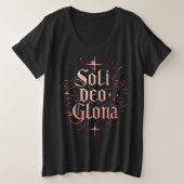 Soli Deo Gloria、栄光は神のみに、クリスチャン プラスサイズTシャツ (デザイン正面)