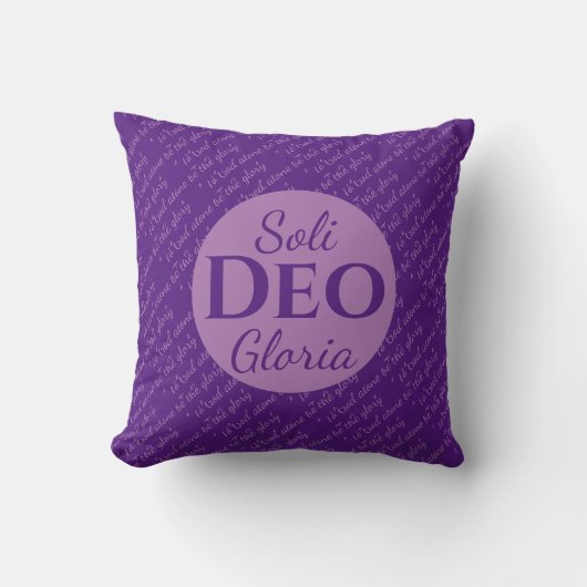 Soli Deo Gloria 神のみに栄光を むらさき色 クッション (正面)