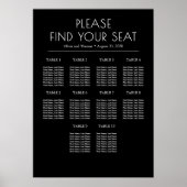 Solid Black and White Modern Wedding Seating Chart ポスター (正面)