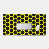 Solid Black Dotted Stylish Bright Yellow デスクマット (キーボード&マウス)