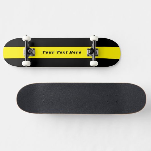 Solid Black Skateboard with Your Custom Message スケートボード (横)