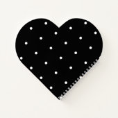 Solid Black with White Dot Style Heart Shaped ノートブック (裏面)