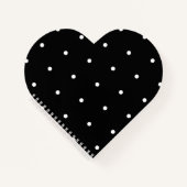 Solid Black with White Dot Style Heart Shaped ノートブック (正面)