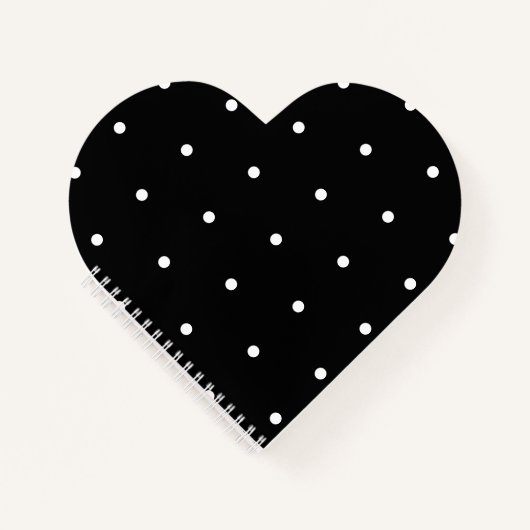 Solid Black with White Dot Style Heart Shaped ノートブック (正面)