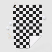 Solid Black with White Square Pattern ゴルフタオル (インサイチュ)