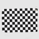 Solid Black with White Square Pattern ゴルフタオル (横)