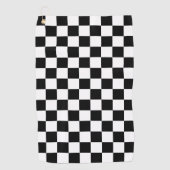 Solid Black with White Square Pattern ゴルフタオル (正面)