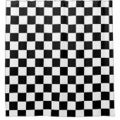 Solid Black with White Square Pattern シャワーカーテン (正面)