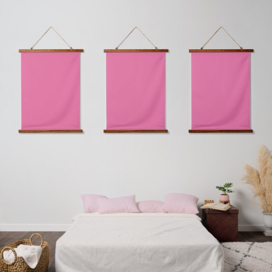 Solid Bright Pink Rose Triple Wall Tapestry Set 吊り下げ型タペストリー (寝室)
