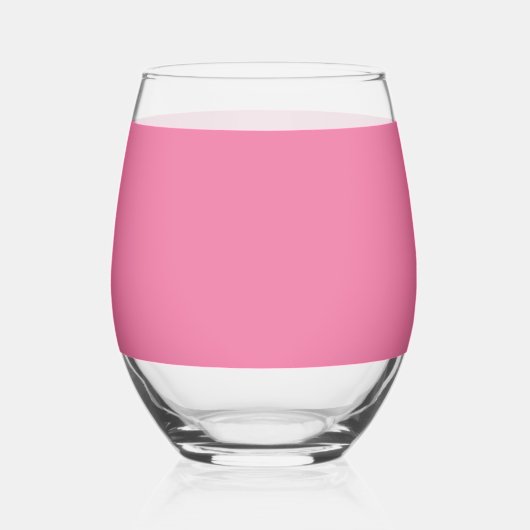 Solid Bright Roe Pink Glass ステムなしワイングラス (正面)