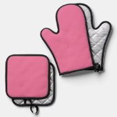 Solid Bright Rose Pink Oven Mitt Set 鍋つかみ&鍋敷きセット (正面/裏面)