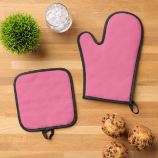 Solid Bright Rose Pink Oven Mitt Set 鍋つかみ&鍋敷きセット