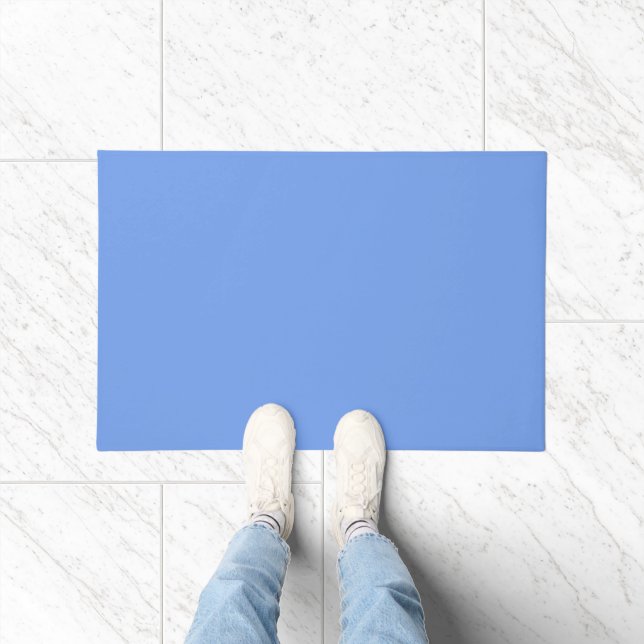 Solid Bright Sky Blue Door Mat ドアマット (室内)