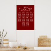 Solid Burgundy Red Modern Wedding Seating Chart ポスター (キッチン)